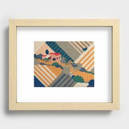 A Country Scene - Needlepoint Recessed Framed Print