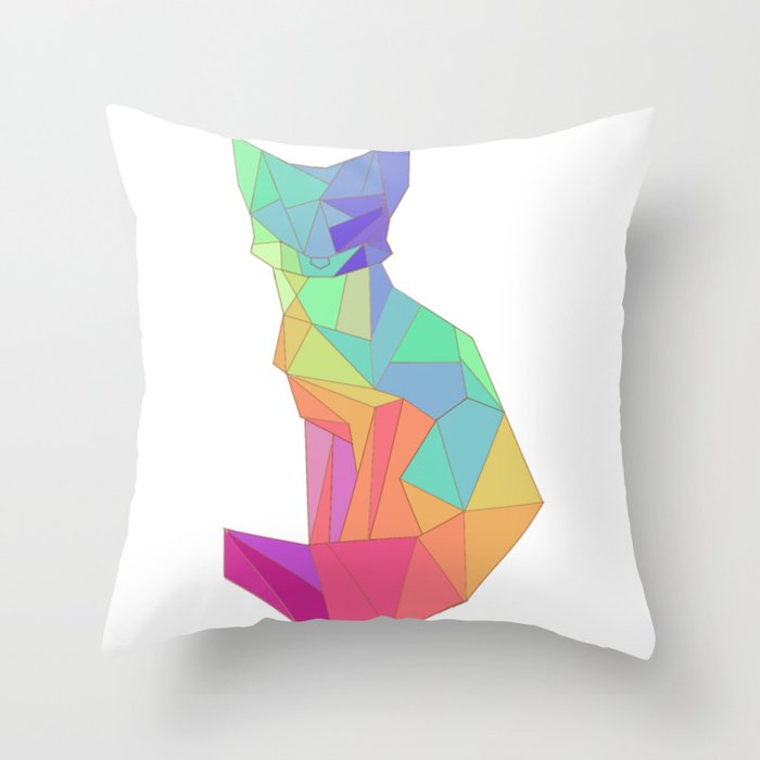 Geometric Fox Throw Pillow