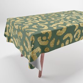 Green Glam Leopard Print 11 Tablecloth