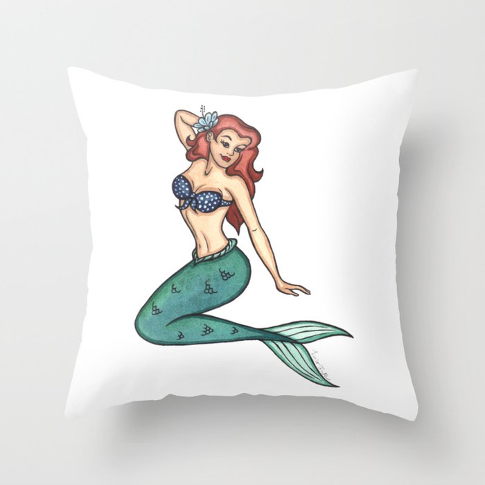Pinup Mermaid Throw Pillow by GoodSailorDesign Society6