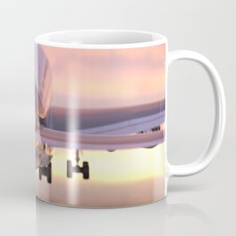 air plane flies at sunrise Coffee Mug