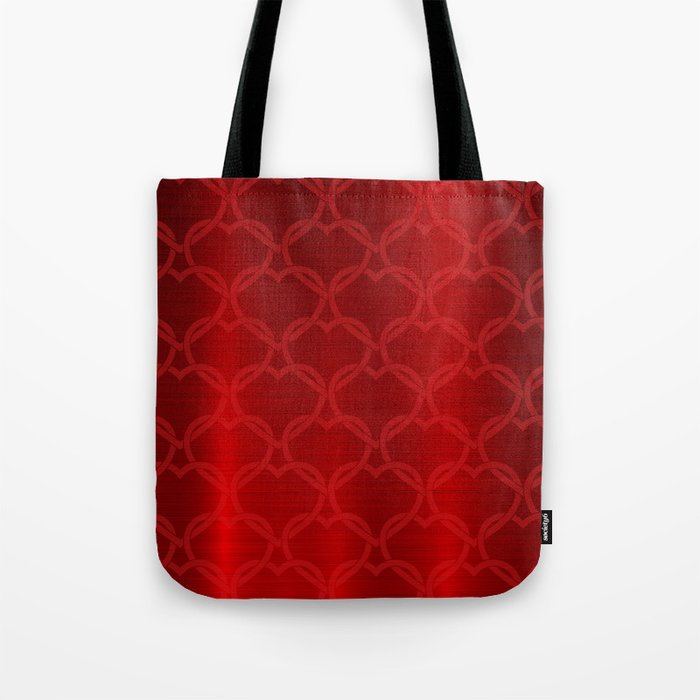 Red Silk Metallic Heart Modern Collection Tote Bag