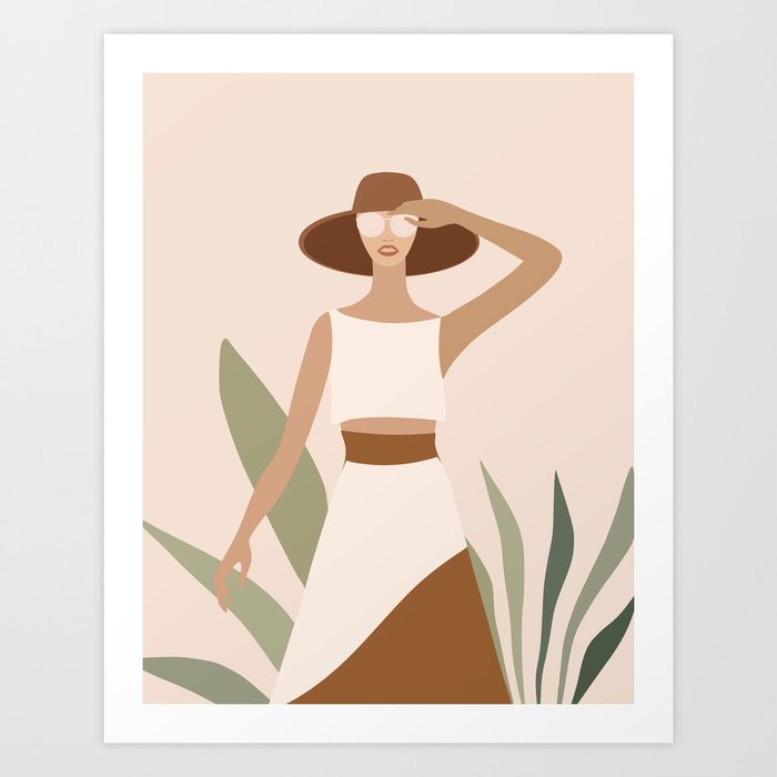 Mid Century Modern Tropical Summer Woman I Art Print