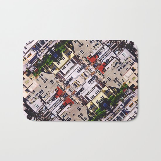 Scene of City Structures Bath Mat