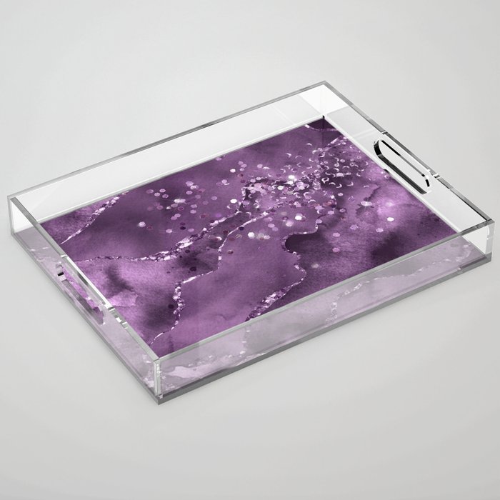Purple Starry Agate Texture 03 Acrylic Tray