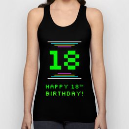 [ Thumbnail: 18th Birthday - Nerdy Geeky Pixelated 8-Bit Computing Graphics Inspired Look Tank Top ]