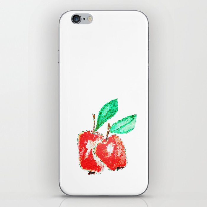 Two red apples pixel art iPhone Skin