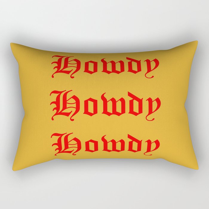 Old English Howdy Red and gold Rectangular Pillow
