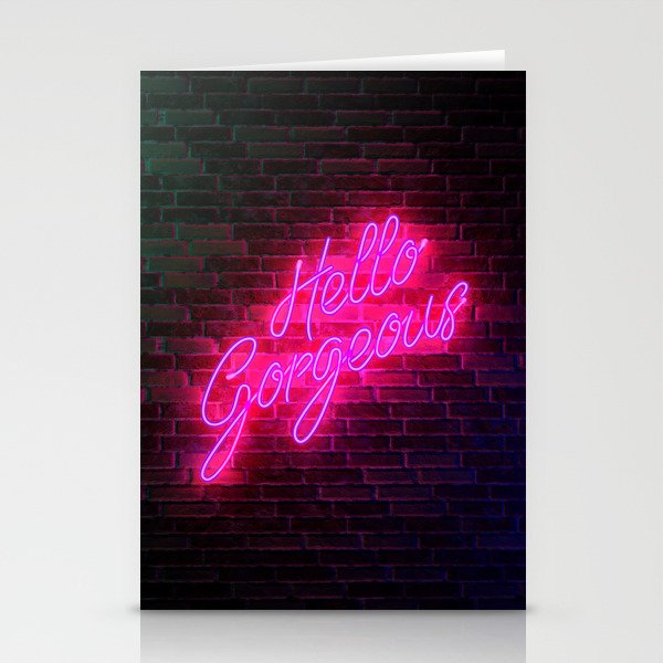 Hello Gorgeous - Neon Sign Stationery Cards