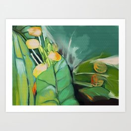 Abstract Green Leaves Art Print