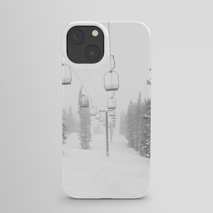 Empty Chairlift // Alone on the Mountain at Copper Whiteout Conditions Foggy Snowfall iPhone Case