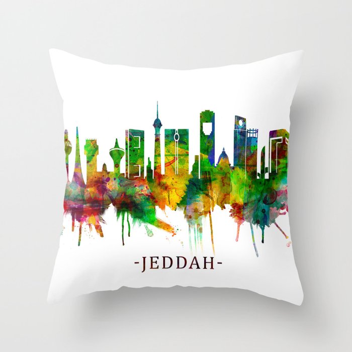 Jeddah Saudi Arabia Skyline Throw Pillow by NextWay Art Society6