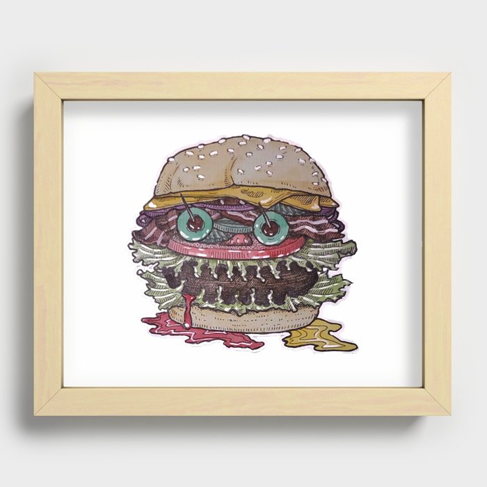 Burger Monster Recessed Framed Print