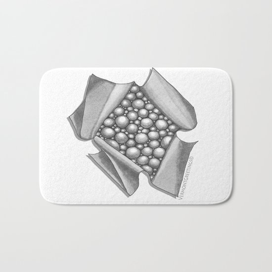 Zentangle 3D Box of Balls Black and White Illustration Bath Mat