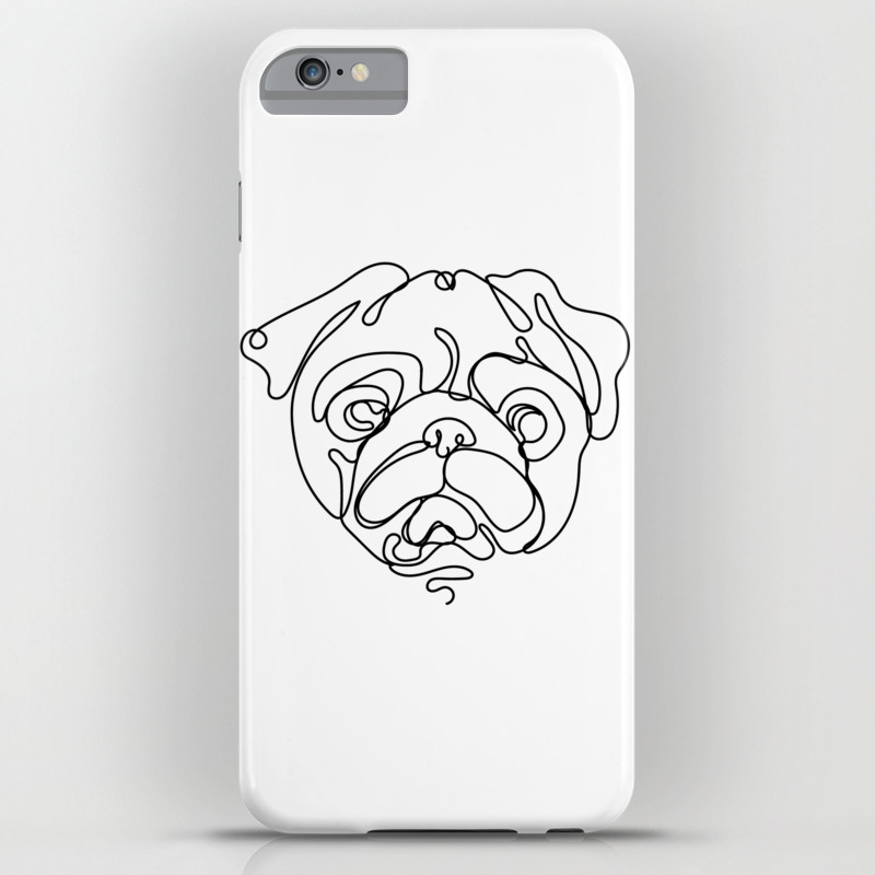 Minimal Art Single Line Cute Pug Face Linear Illustration Iphone Case By Laramesanzaburke Society6