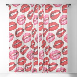 Lips Pattern - White Sheer Curtain