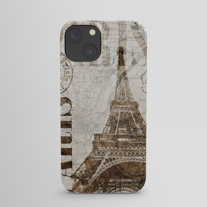 Vintage Paris eiffel tower illustration iPhone Case