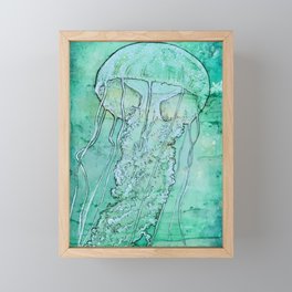 Teal Jellyfish Framed Mini Art Print