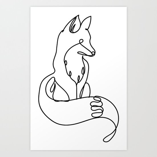 Fox Line Art Art Print By Emilyhunterhigging Society6