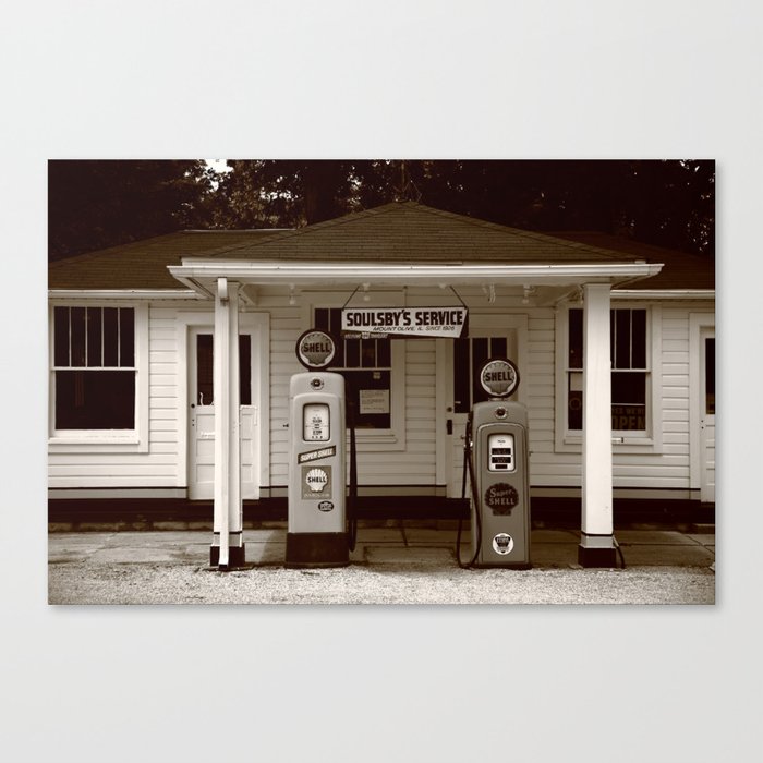 Route 66 - Soulsby Station Pumps 2012 Sepia Canvas Print