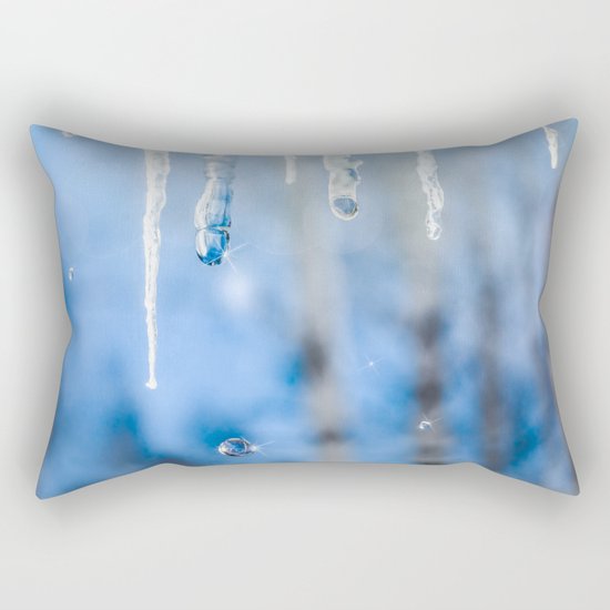 Icicles and drops in a birch grove Rectangular Pillow