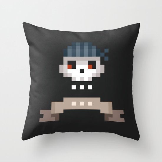Pixel Skull Throw Pillow