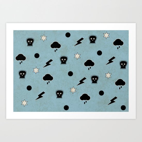 blue wall Art Print