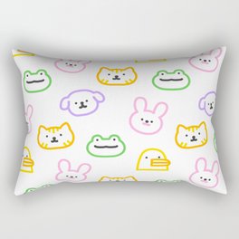 Colorful funny animal face doodle seamless pattern Rectangular Pillow