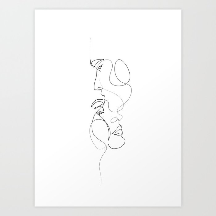 Lovers Minimal Line Drawing Art Print 2 Art Print By Draw4you