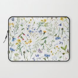 Scandinavian Midsummer Blue And Yellow Wildflowers Meadow  Laptop Sleeve