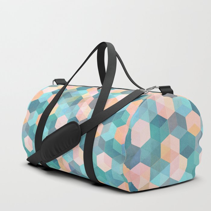 Child's Play 2 - hexagon pattern in soft blue, pink, peach & aqua Duffle Bag