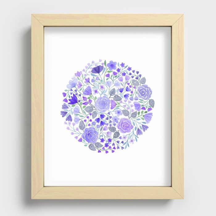Purple flower circle Recessed Framed Print