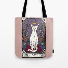 The Empress Tarot Cat Tote Bag | Tarot, Mystery, Witchy, Digital, Empress, Purple, Mystical, Feline, Pink, Feminine 