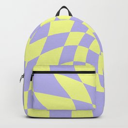 Wavy Check - Lime And Purple - Checkerboard Pattern Print Backpack | Checkerboard, Retro, Bold Checkerboard, Bold, Checked Pattern, Funky, Checkerboard Print, Picnic, Vichy, Wavy Checkerboard 
