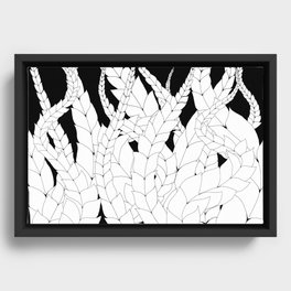 White vines on a black background Framed Canvas