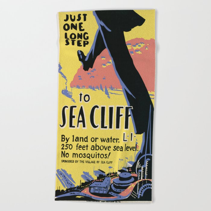 Vintage poster - Sea Cliff Beach Towel