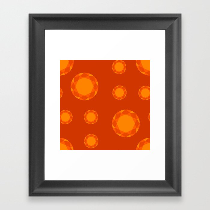 Orange Gem Pattern Framed Art Print
