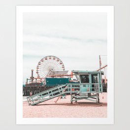Lifeguard Tower California Art Print | Santa Monica Pier, Venice Beach, Landscape, California, Boho, Lifeguard Hut, Outdoor, Coastal, Beach Life, Surfing 