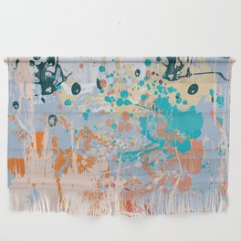 Abstract vintage background with multi-colored paints stains on a canvas texture.  Wall Hanging