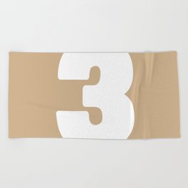 3 (White & Tan Number) Beach Towel