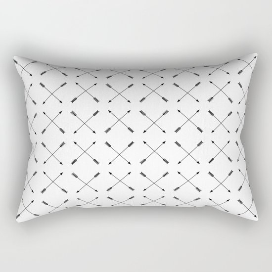 Crossed Arrows Pattern - Black and white Rectangular Pillow