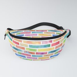 Watercolor Pattern with Brick Style Rectangles Fanny Pack