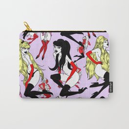 Vamps & Vixens Carry-All Pouch | Yellow, Curated, Cute, Girls, Sexy, Gloves, Pattern, White, Pink, Pin Up 