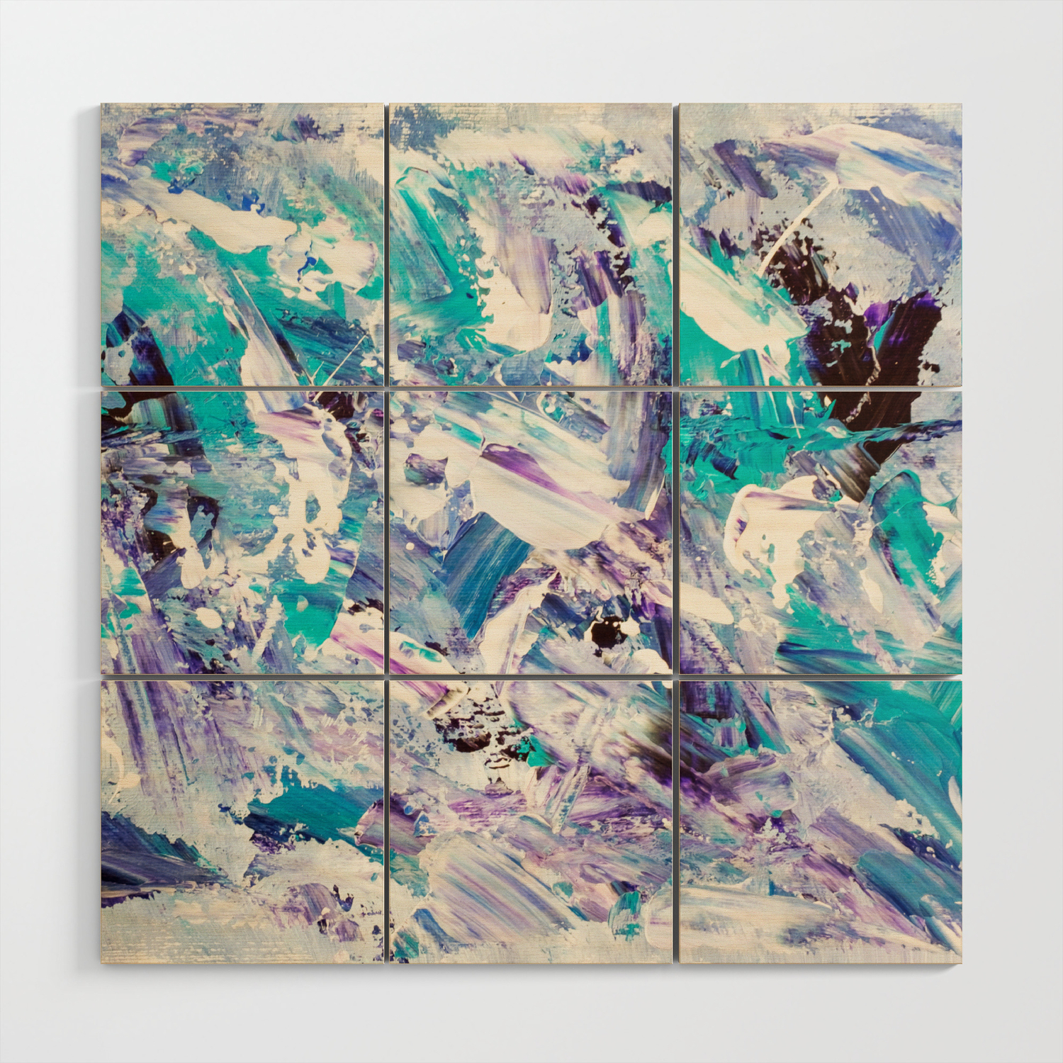 Purple Turquoise Blue Abstract Mermaid Brushstrokes Acrylic