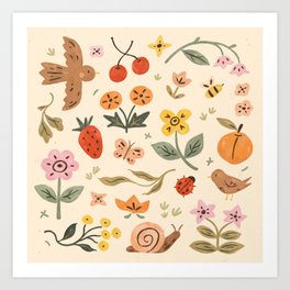 In Bloom - Gouache Nature Print Art Print