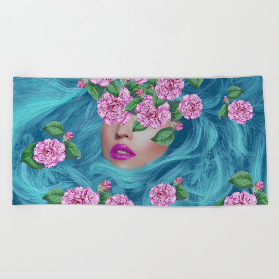 Lady with Camellias Beach Towel