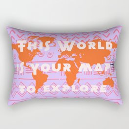 The World is My Map To Explore-Lilac and Red Rectangular Pillow