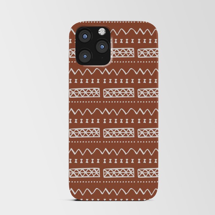 Zesty Zig Zag Bow Terracotta Orange and White Mud Cloth Pattern iPhone Card Case