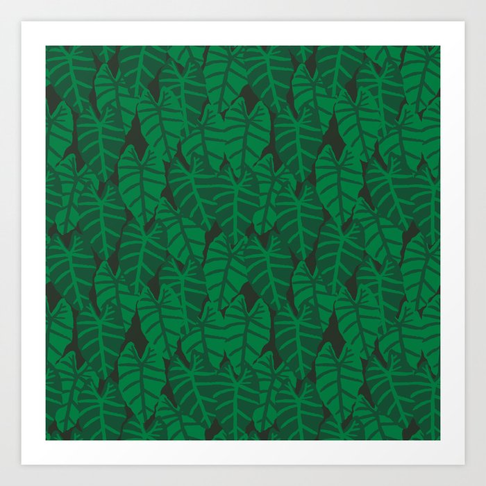 Elephant Ear house plant tropical garden green minimal pattern Art Print
