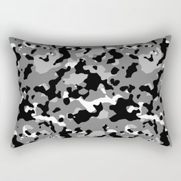 Black and Gray Camouflage Rectangular Pillow